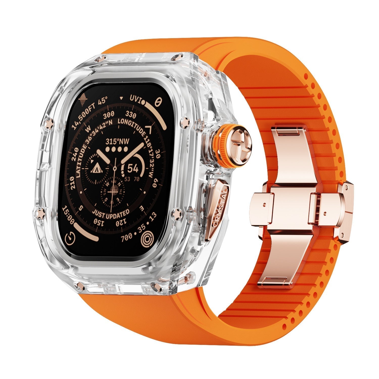 RM Crystaluxe Series - Fluororubber Band Crystal Case Retrofit Kit For Apple Watch