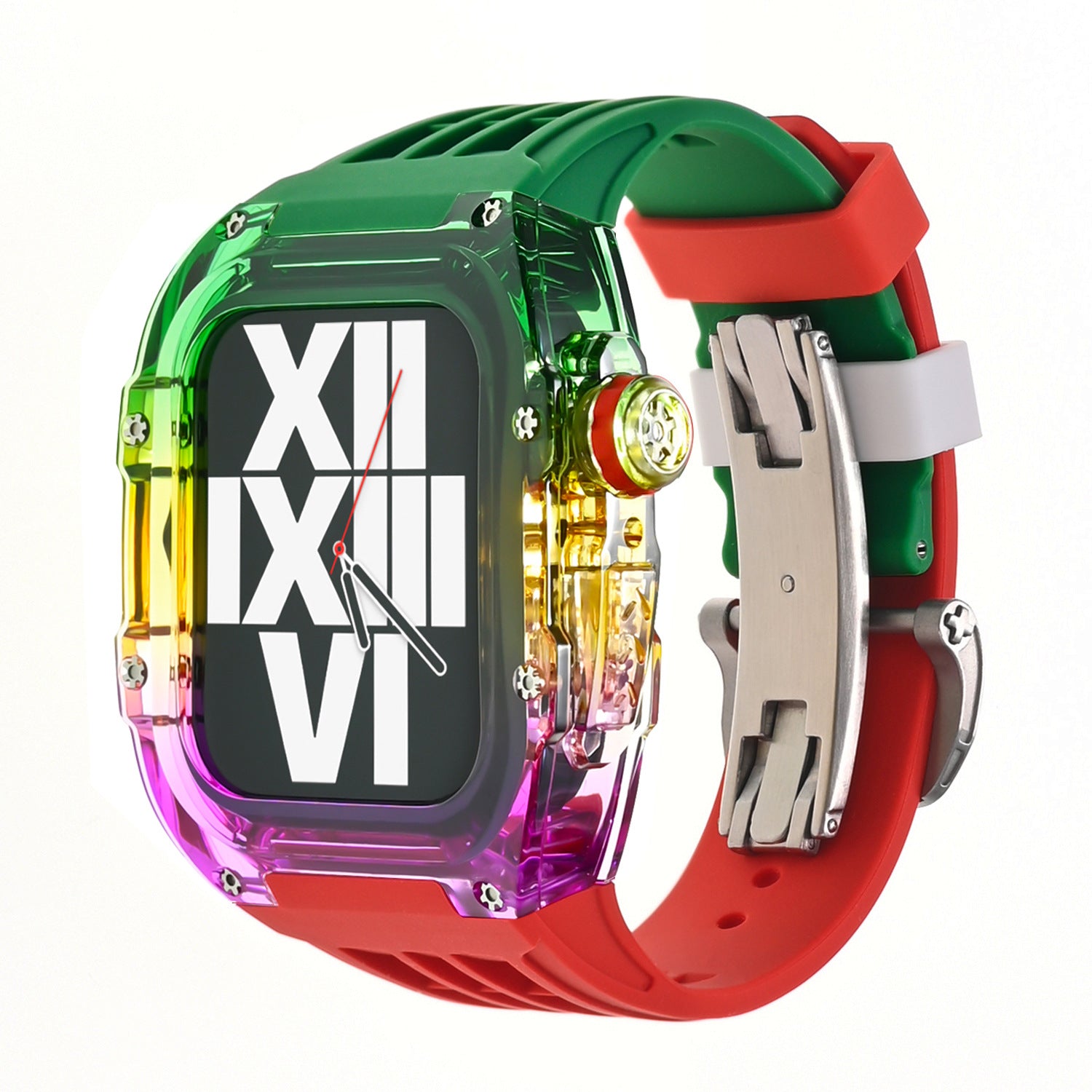 RM V30 Glacier Series Fluororubber Multicolor Case Gummibånd Mod Kit For Apple Watch - Gjennomsiktighet