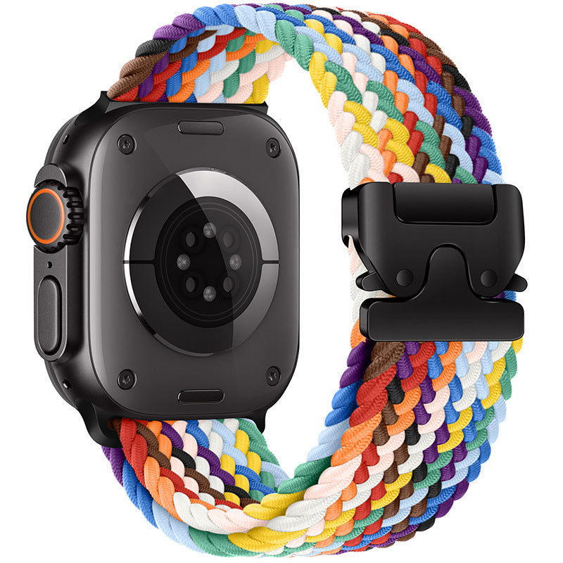 Elastisk nylonparachutspänne klockarmband som passar alla Apple-serier