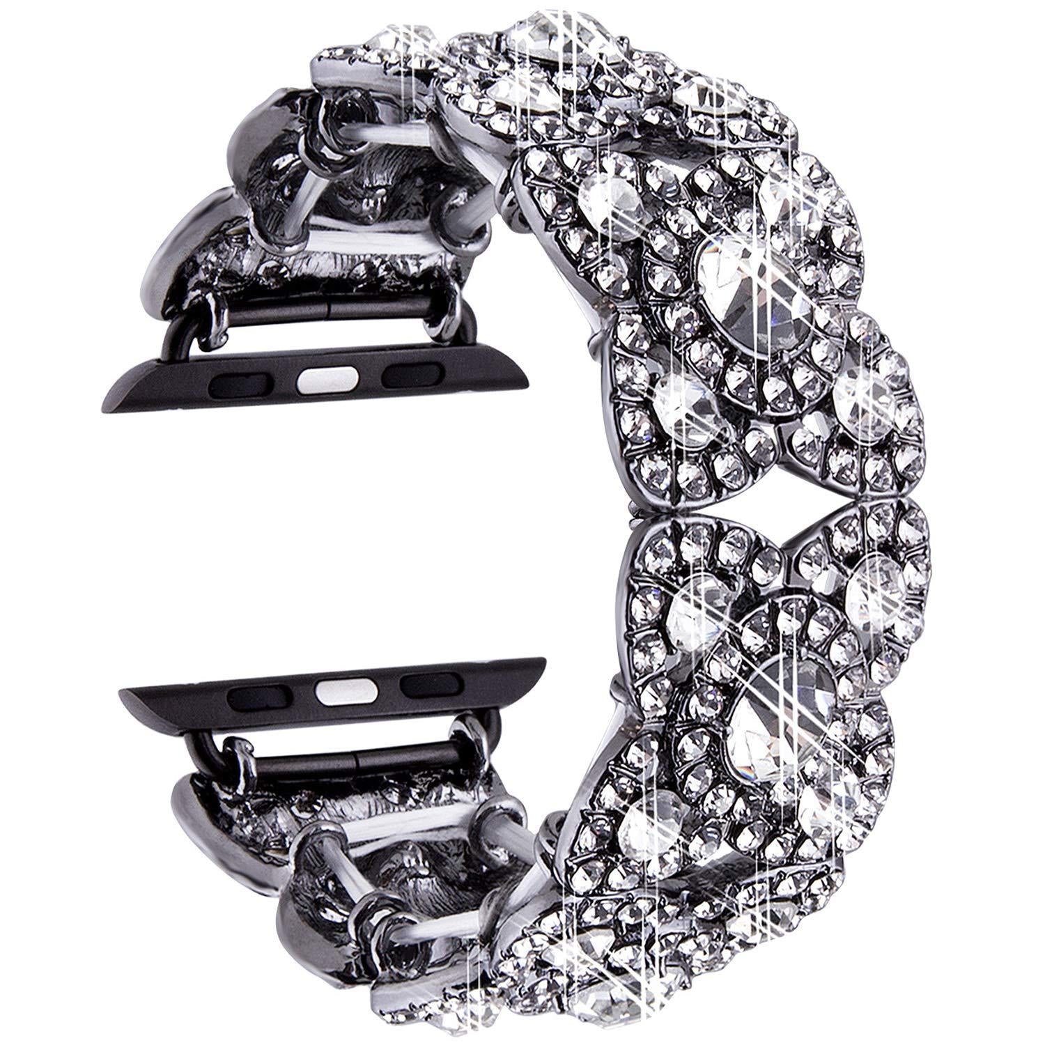 Bloem Metaal Diamant Band Voor Apple Watch