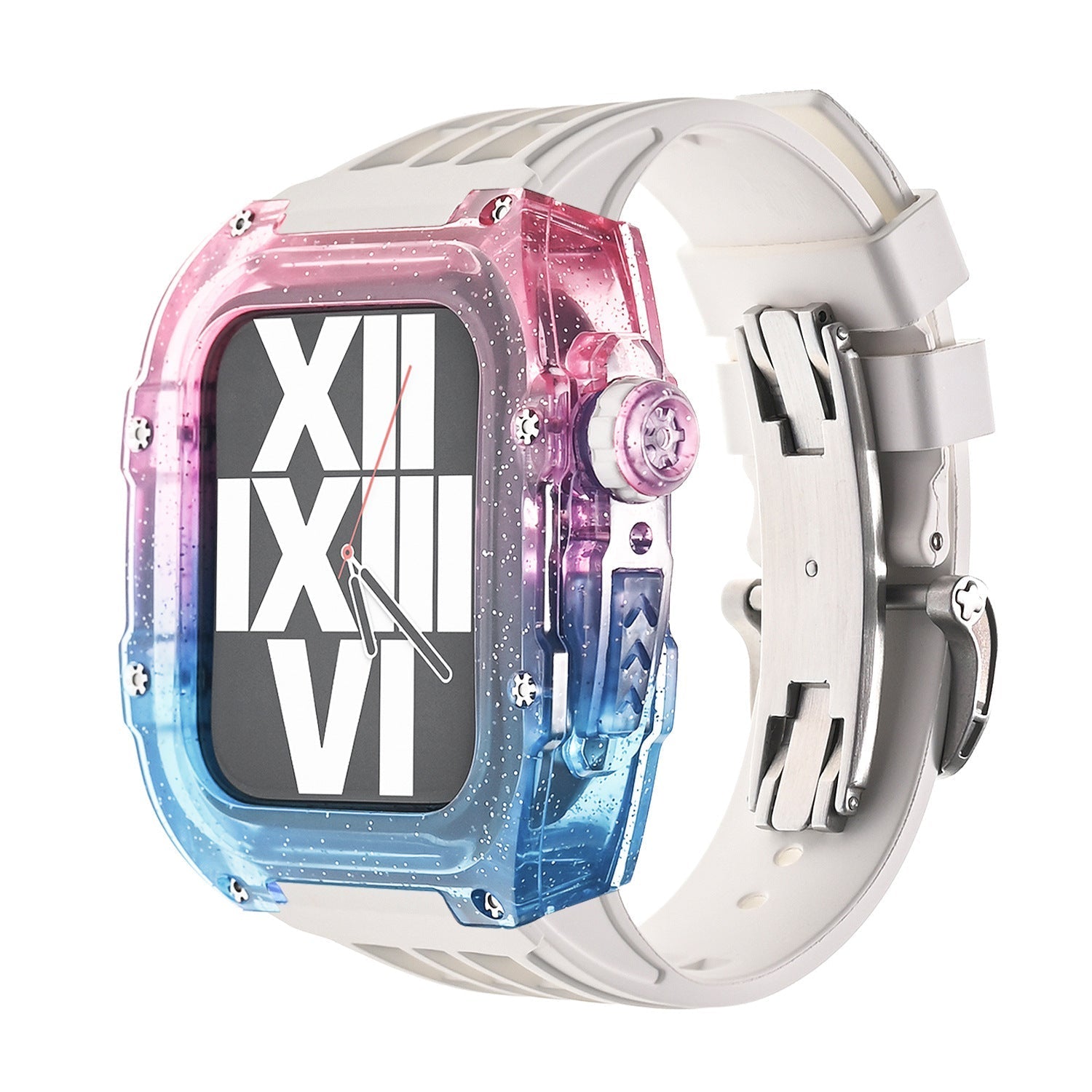 RM V30 Glacier Series Fluororubber Multicolor Case Rubber Band Mod Kit For Apple Watch-Transparency