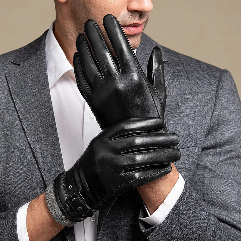 Gants en cuir et cachemire