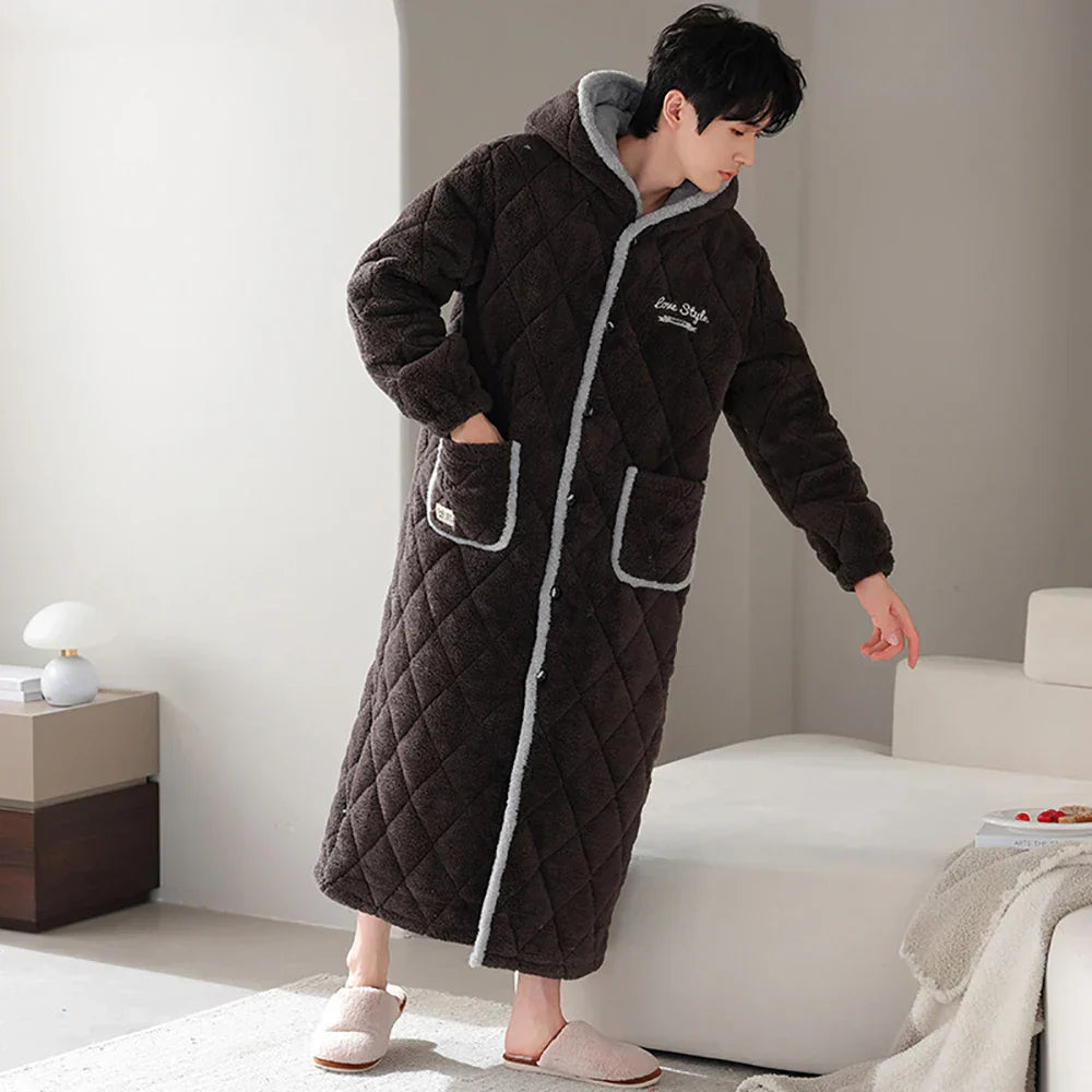 HoodedComfort – Robe de Banho de 3 Camadas para Homens