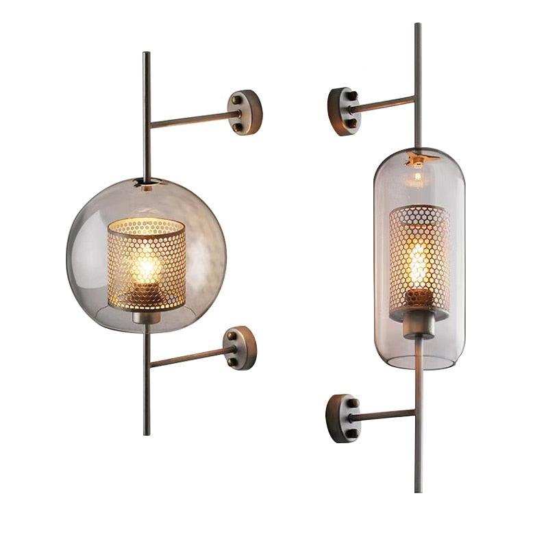 Modern Honeycomb Brass & Glass Wall Sconce