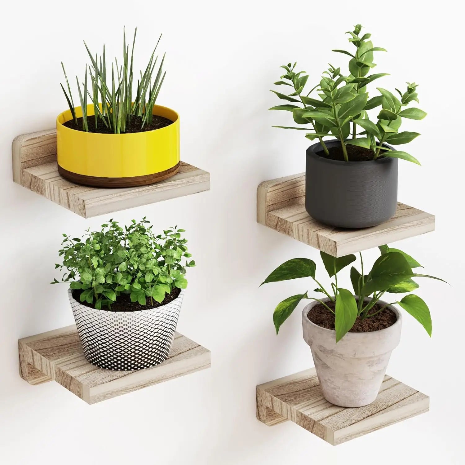 4-Pack Small Floating Wood Shelves