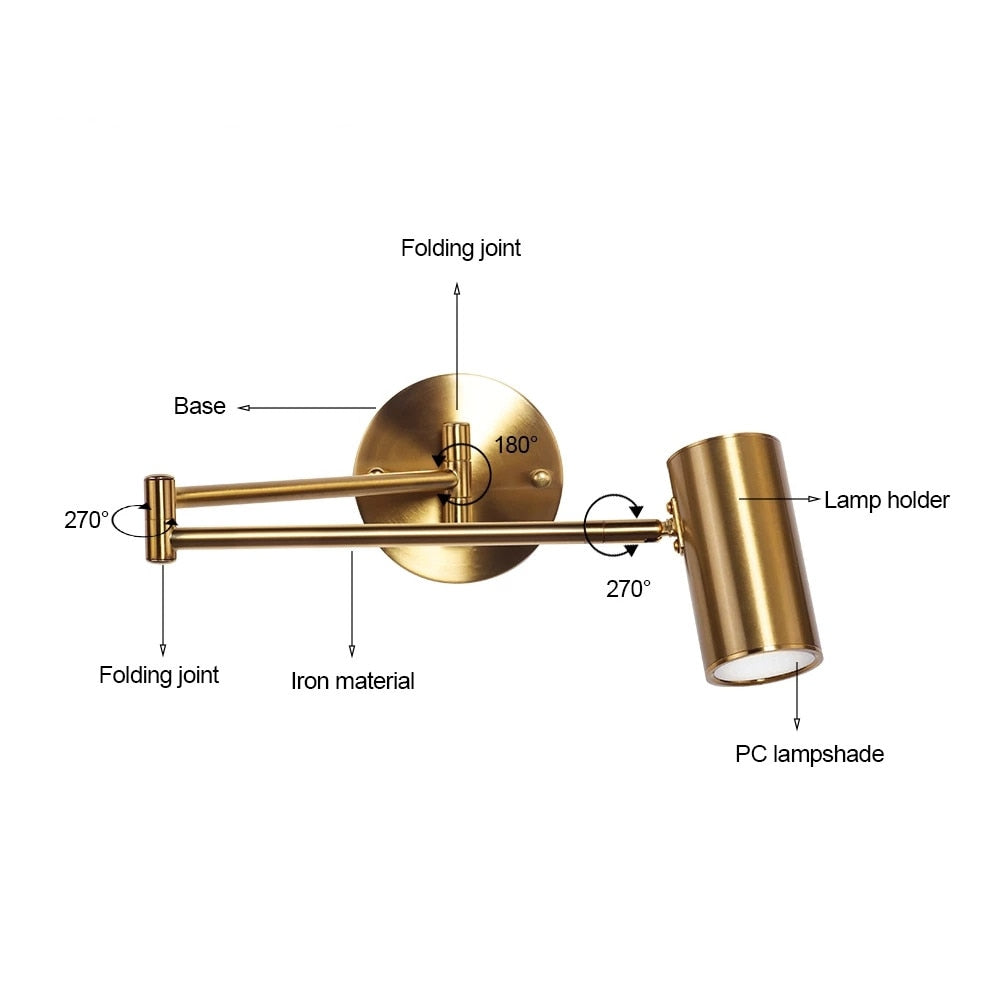 KIN Grace - Touch Sensor Vegglys Justerbar Swing Lang Arm