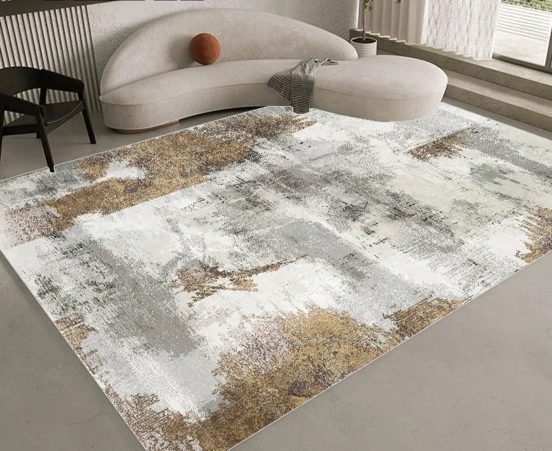 Sara Nordic Ink Splash Abstract Rug – Alfombra Moderna Lavable para Sala de Estar y Dormitorio