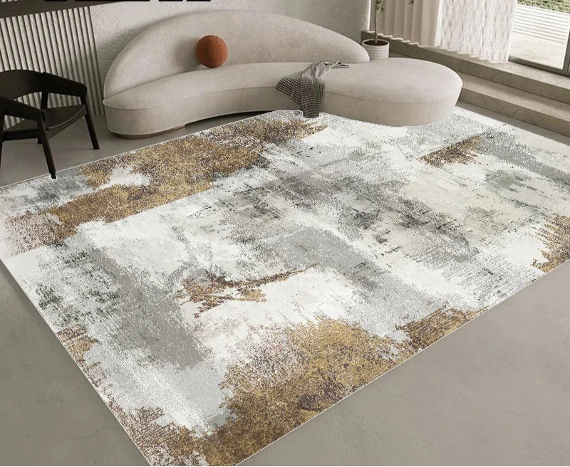 Nordic Elegance Ink Splash Rug – Modern Abstract Area Carpet for Living Room & Bedroom