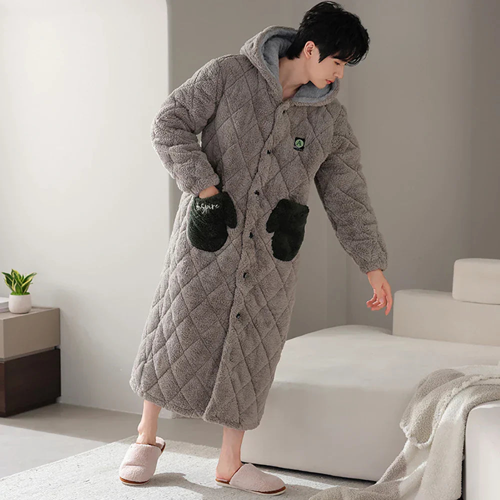 HoodedComfort – Robe de Banho de 3 Camadas para Homens