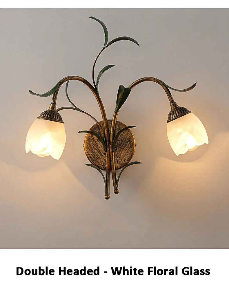 Lumină de perete retro din bronz cu cristale, stil francez, pentru decorarea casei