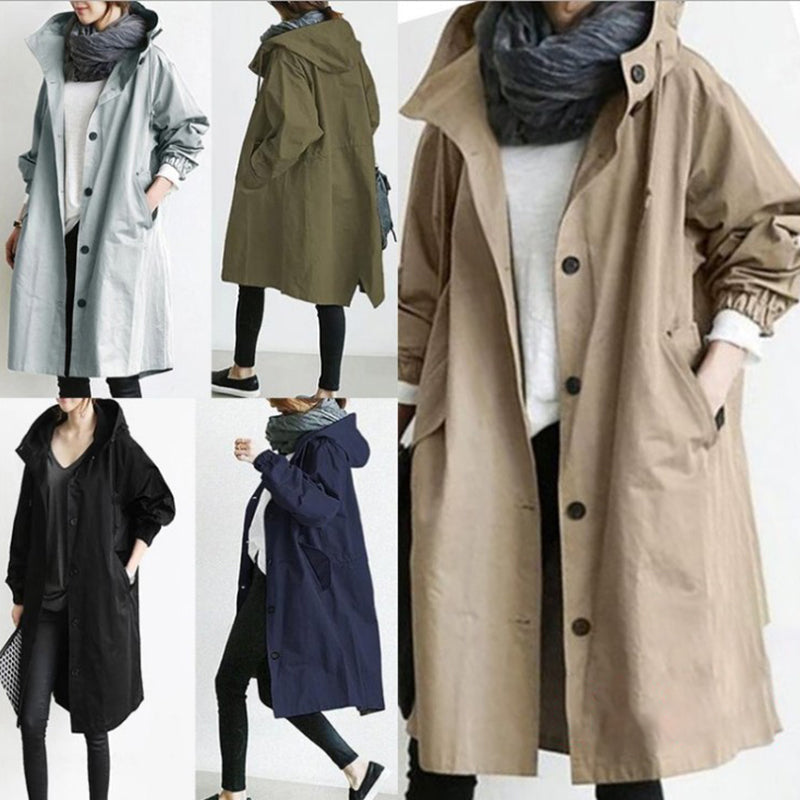 EleganCoat | Fasjonabel lang trenchcoat/jakke for kvinner skifter sesong 2024