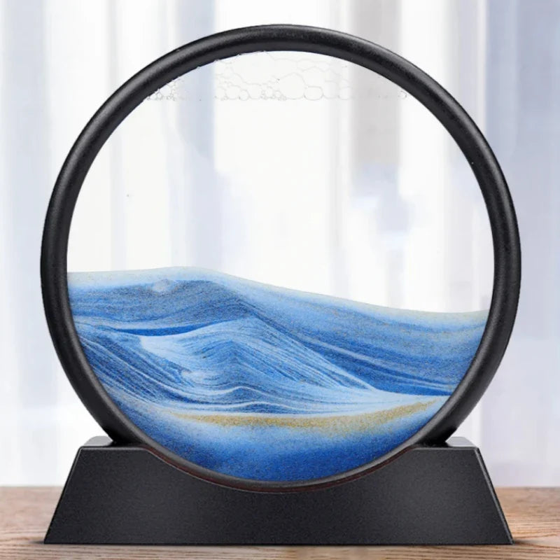 3D Moving Sand Art Picture | Deep Sea Sandscape Hourglass for Relaxation & Desktop Decor