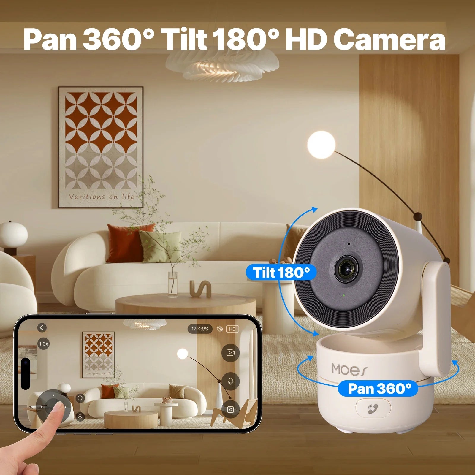 MOES Tuya WiFi Cameră de Securitate Interioară Pan/Tilt Smart 4MP HD