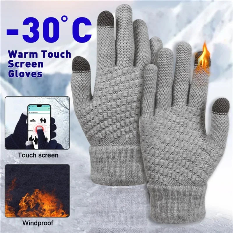 Gants d'hiver chauds pour écran tactile | Mitaines en tricot extensible pour le cyclisme et la conduite en plein air