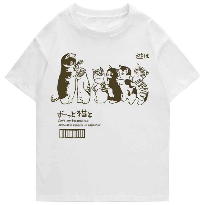 Japansk tecknad kattkö för dusch T-shirt