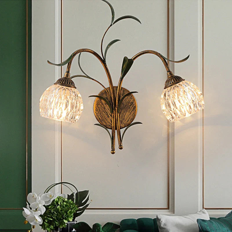 French Style Retro Bronze Crystal Home Decoration Wall Light