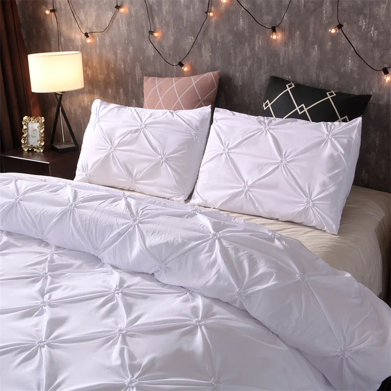 Set de pat 3 piese cu husă de duvet Diamond Pintuck