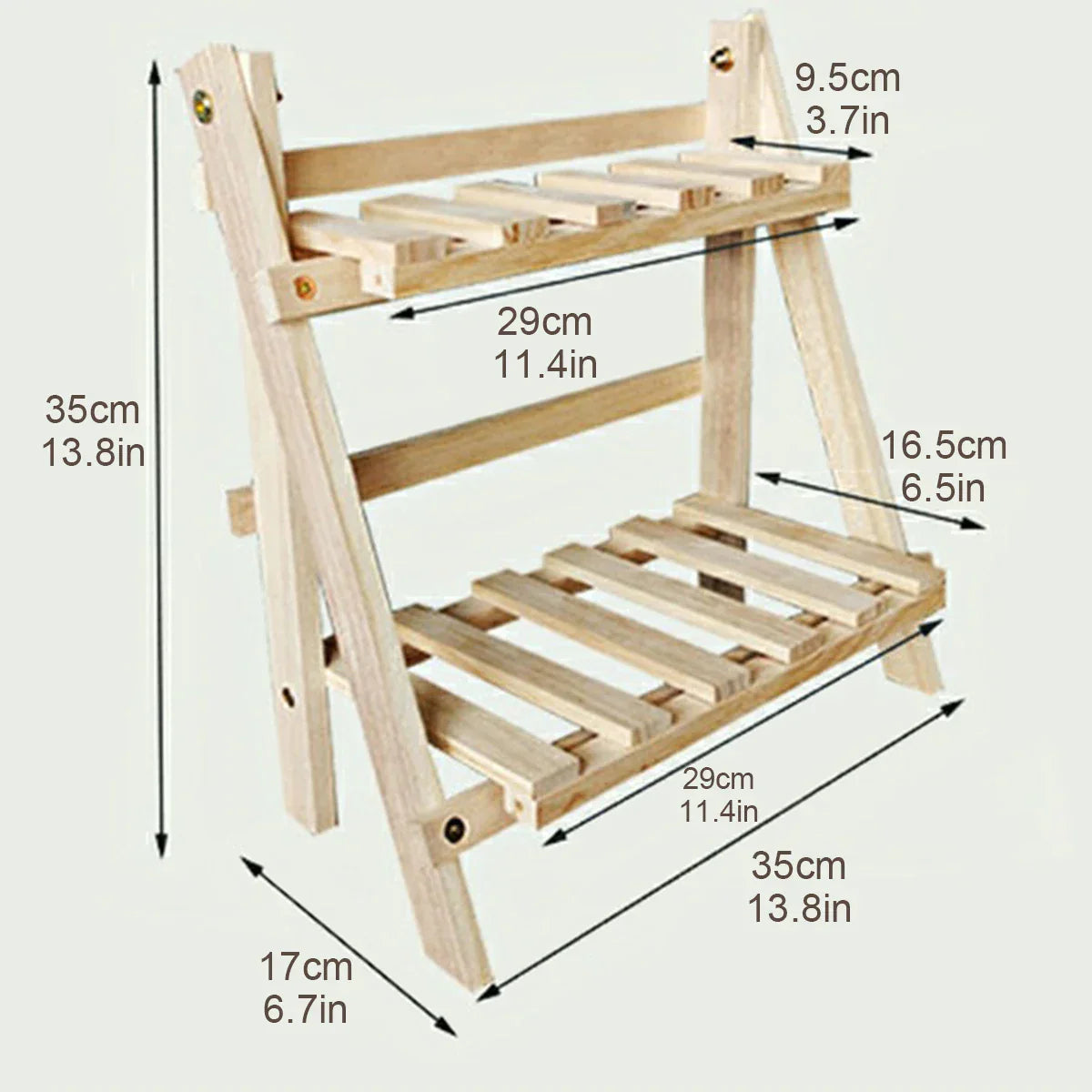 Wooden Double-Layer Folding Shelf