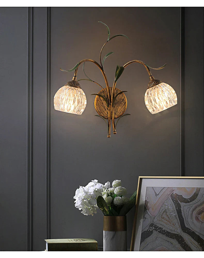 French Style Retro Bronze Crystal Home Decoration Wall Light