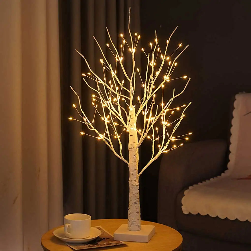 Lámpara LED de árbol de abedul encantada, luz navideña