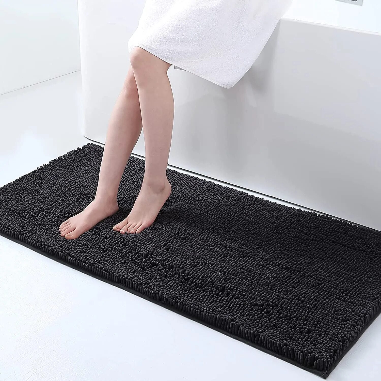 Alfombra de baño gruesa antideslizante: alfombra de baño suave y absorbente para mayor seguridad y comodidad.