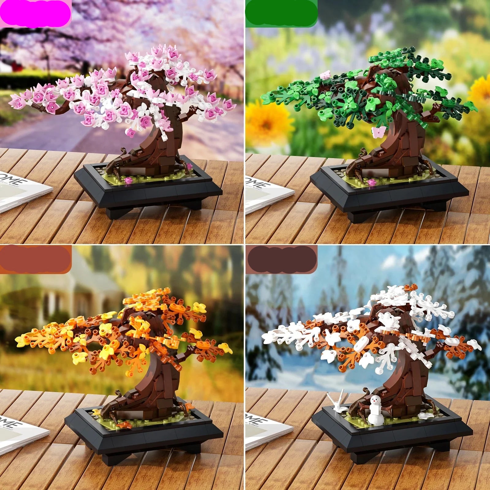 Sara Four Seasons Bonsai Klocki Budowlane - Model Wiosna, Lato, Jesień, Zima