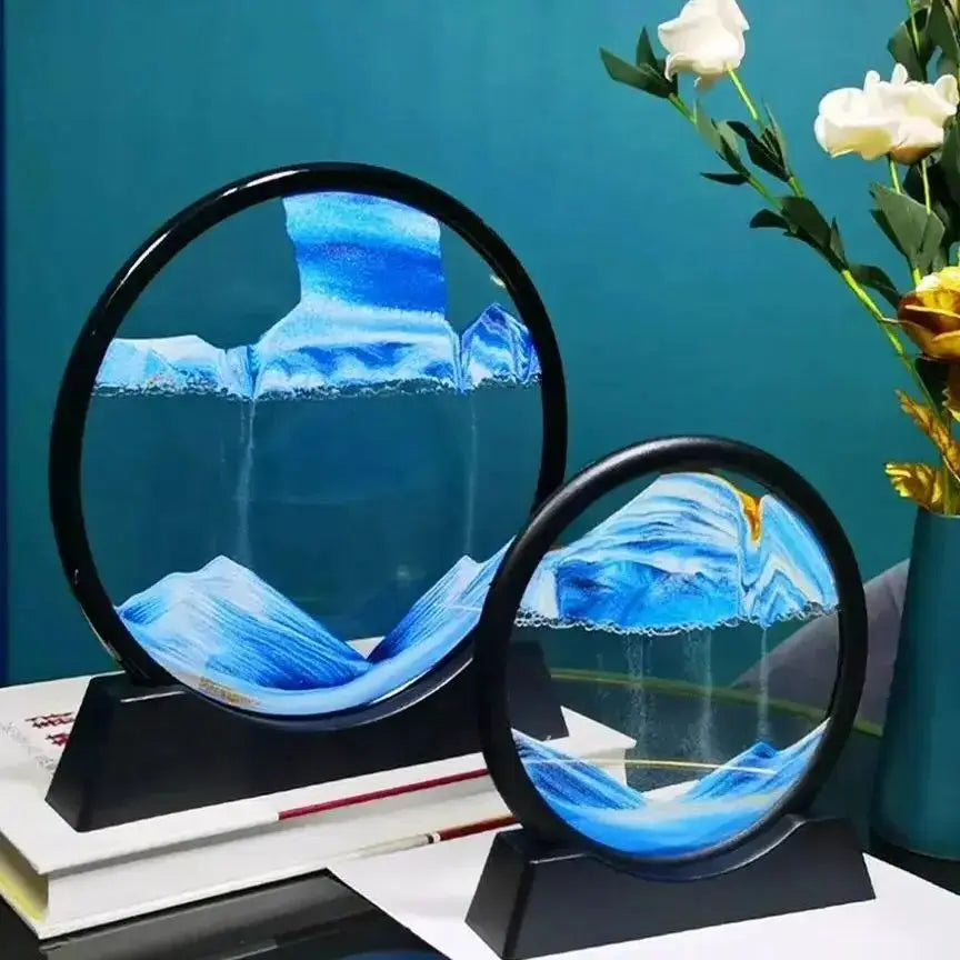 Imagen de Arena Movediza 3D | Reloj de arena paisajístico de fondo marino para relajación y decoración de escritorio