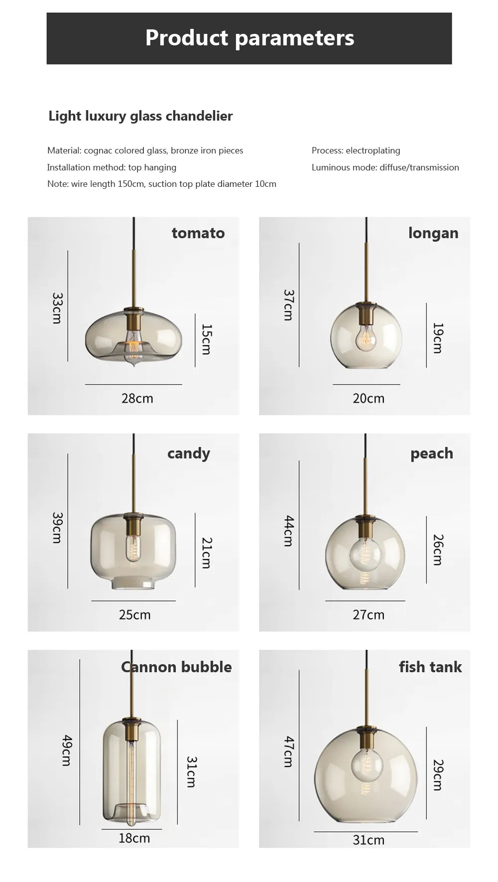 Nordic Industrial Style Glass Modern Luxury Led Pendant