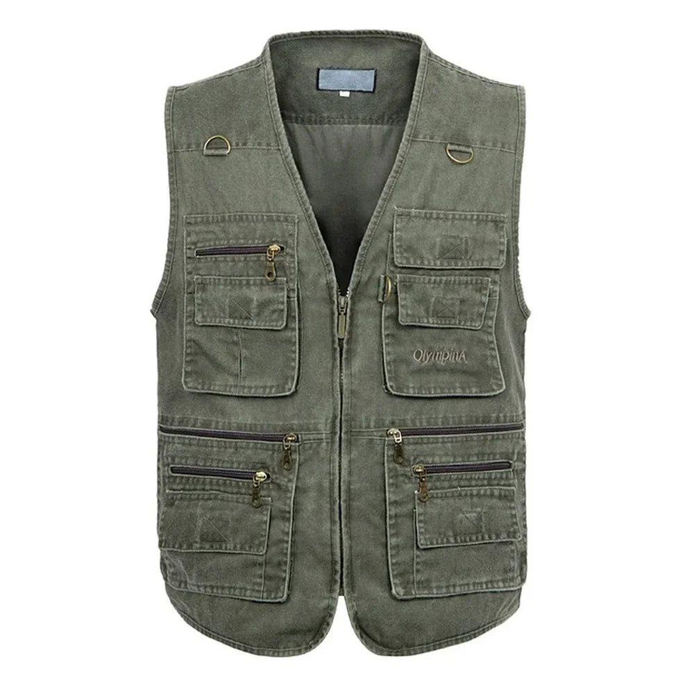 Gilet cargo senza maniche in cotone | Gilet 16 tasche