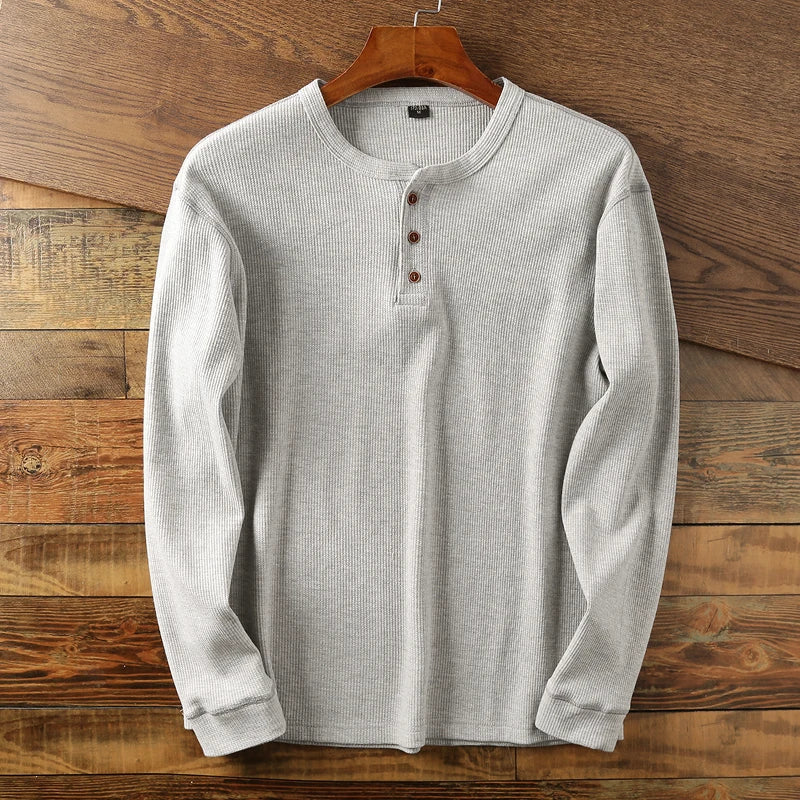 Waffle Knit Henley Shirt