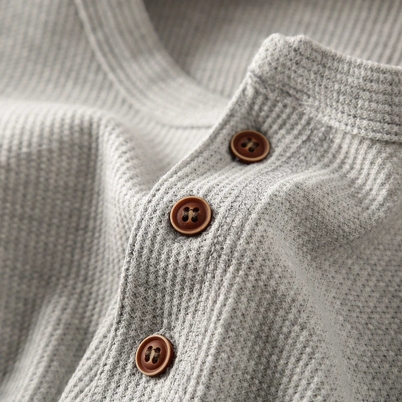 Waffle Knit Henley Shirt