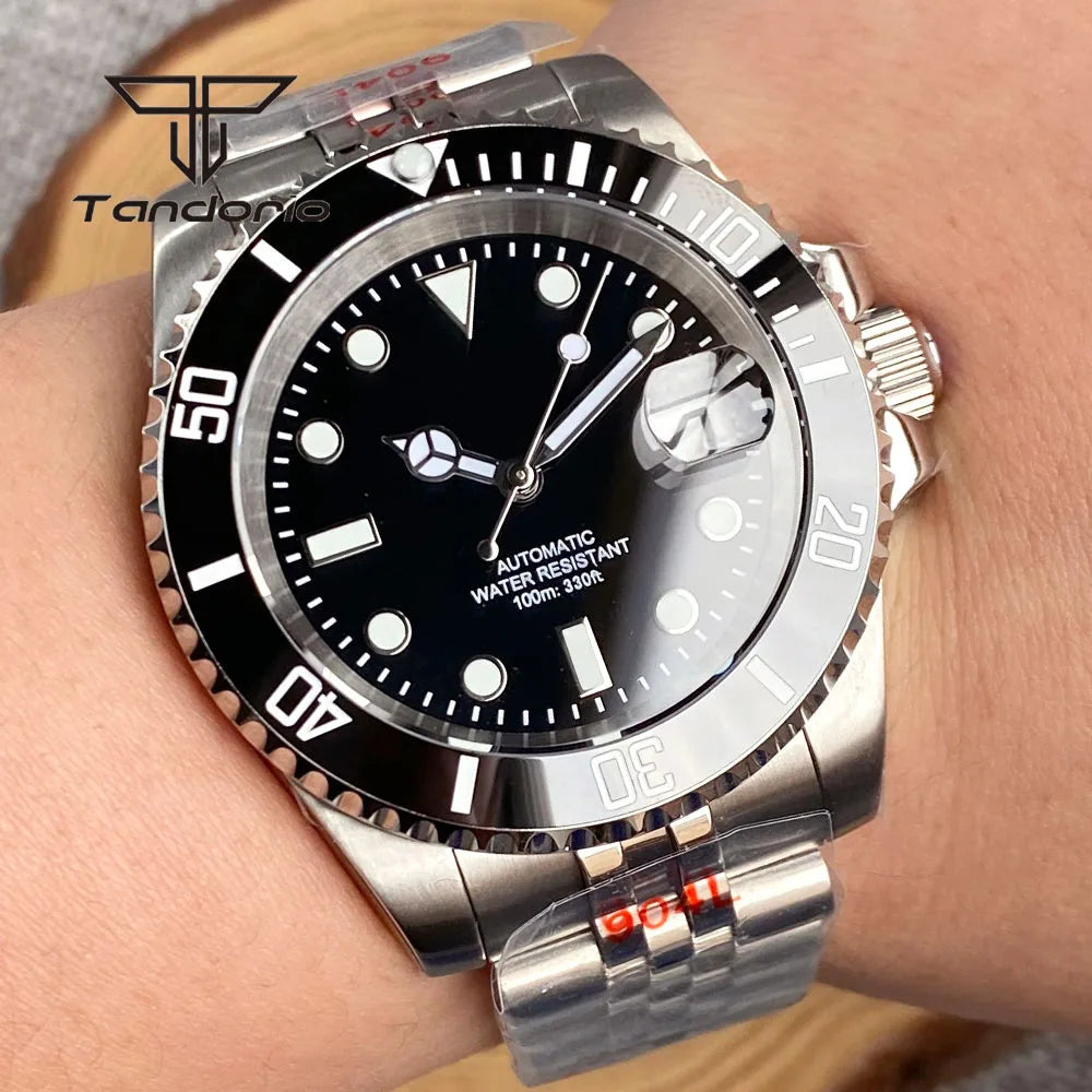 Tandorio NH35A Reloj automático de buceo para hombre de acero inoxidable con fecha de 40 mm | Cristal de zafiro