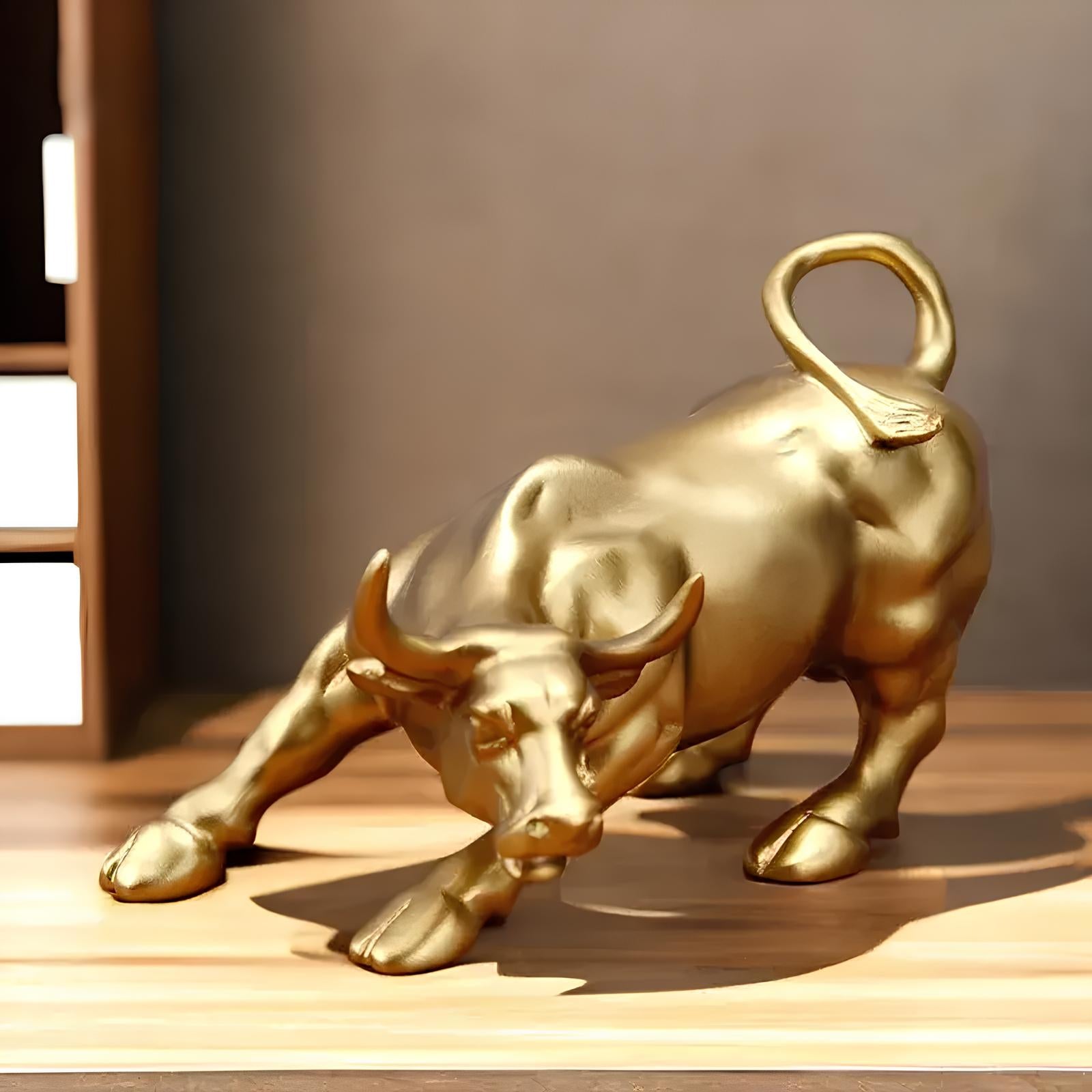 Wall Street Bull Market Harz Ornament Feng Shui Glücksstatue Reichtum Figur