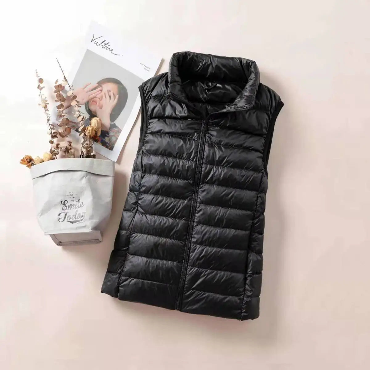 Claire : Gilet en duvet pour femme – Veste fine sans manches, gilet coupe-vent portable