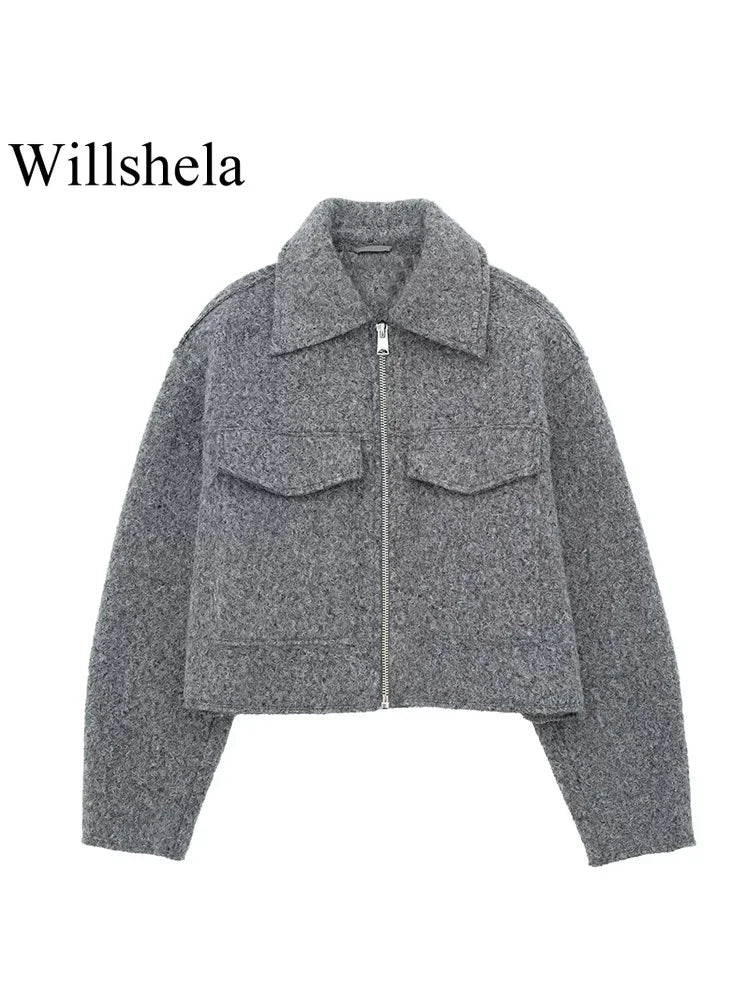 Willshela: Chaqueta con cremallera delantera