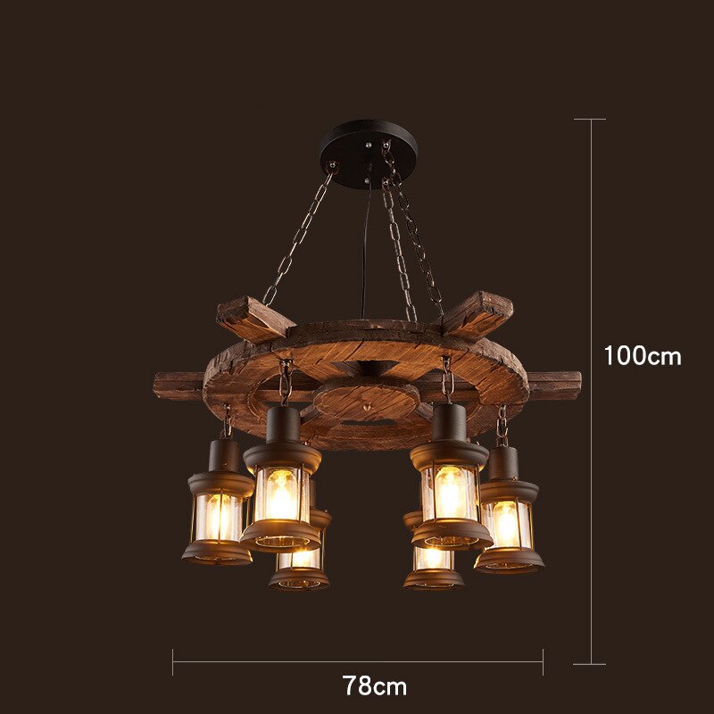 Antique Industrial Retro Wood LED Ceiling