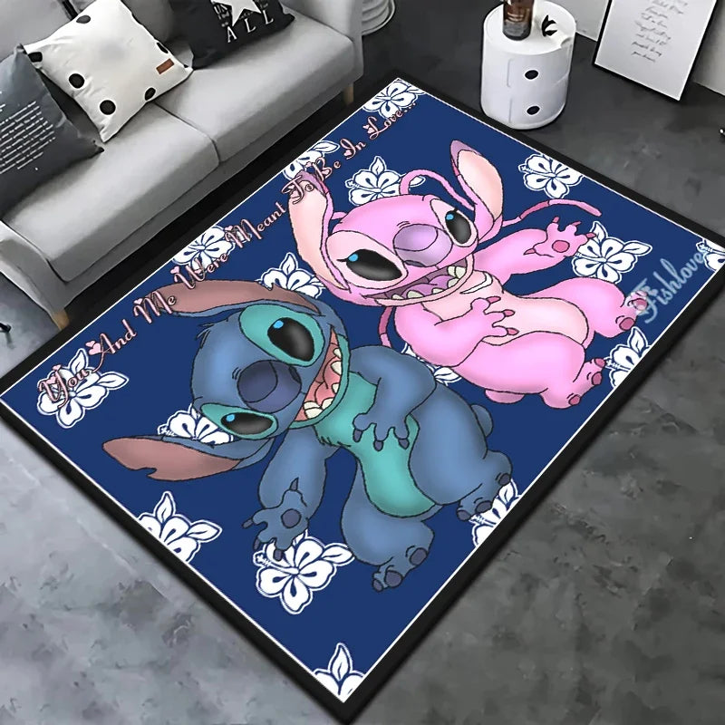 Alfombra de dibujos animados Winnie Stitch – Decoración del hogar acogedora y vibrante