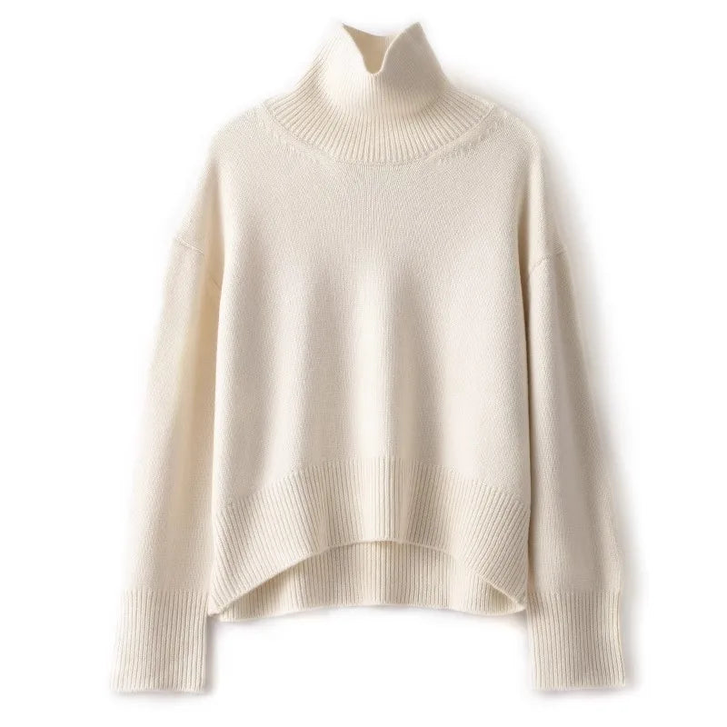 Nuovo maglione da donna in puro cashmere 100% autunno e inverno - Pullover dolcevita spesso