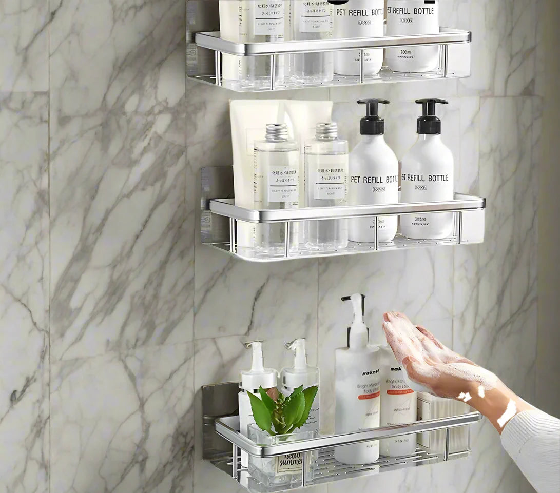 Winnie Wall-Mounted Shower Shelf – No-Drill Bathroom Organizer