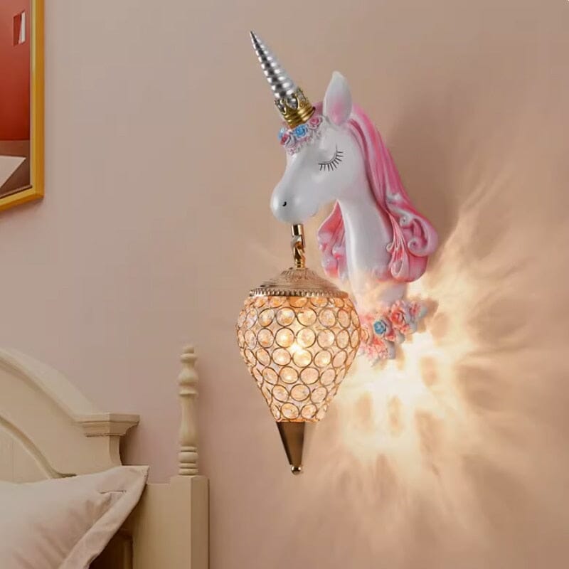 Einhorn Harz Wandlampe