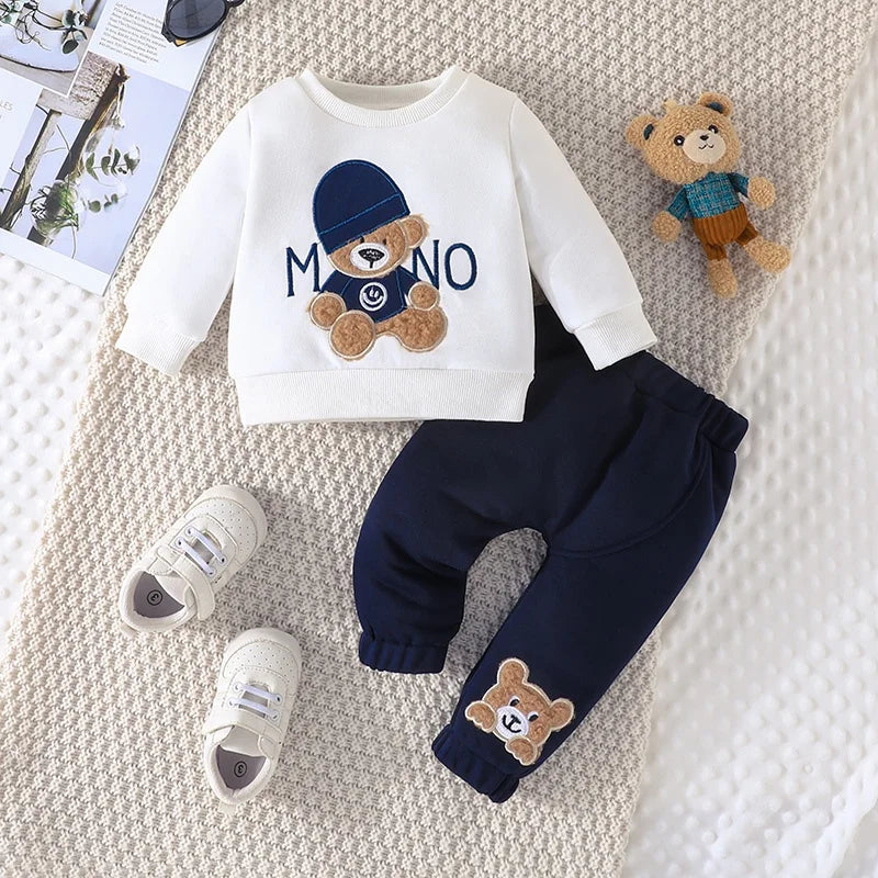 Ensemble ours fantaisiste – Finn & Zoey – t-shirt et pantalon bleu marine pour tout-petit (3-24 mois)