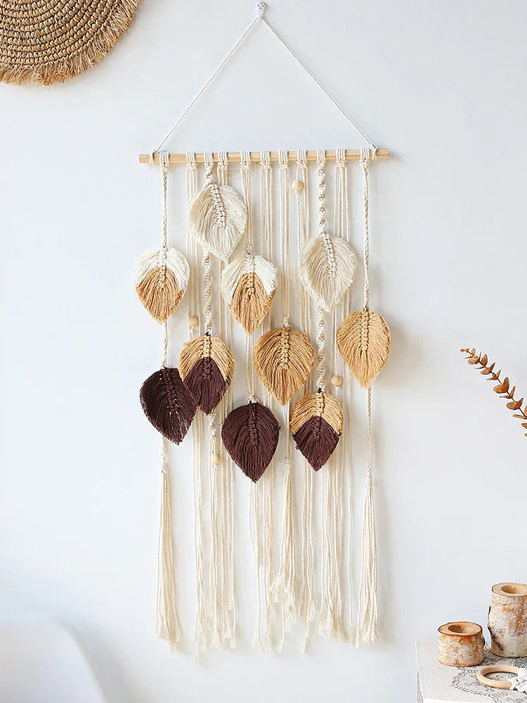 Multicolor Leaves Hand Woven Wall Hanging