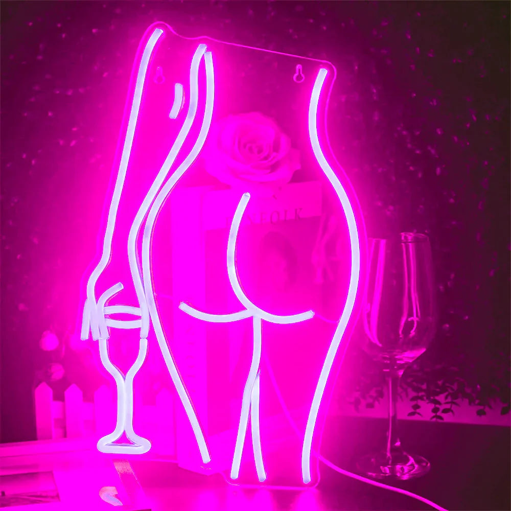 Pink Lady Wine Neon Sign