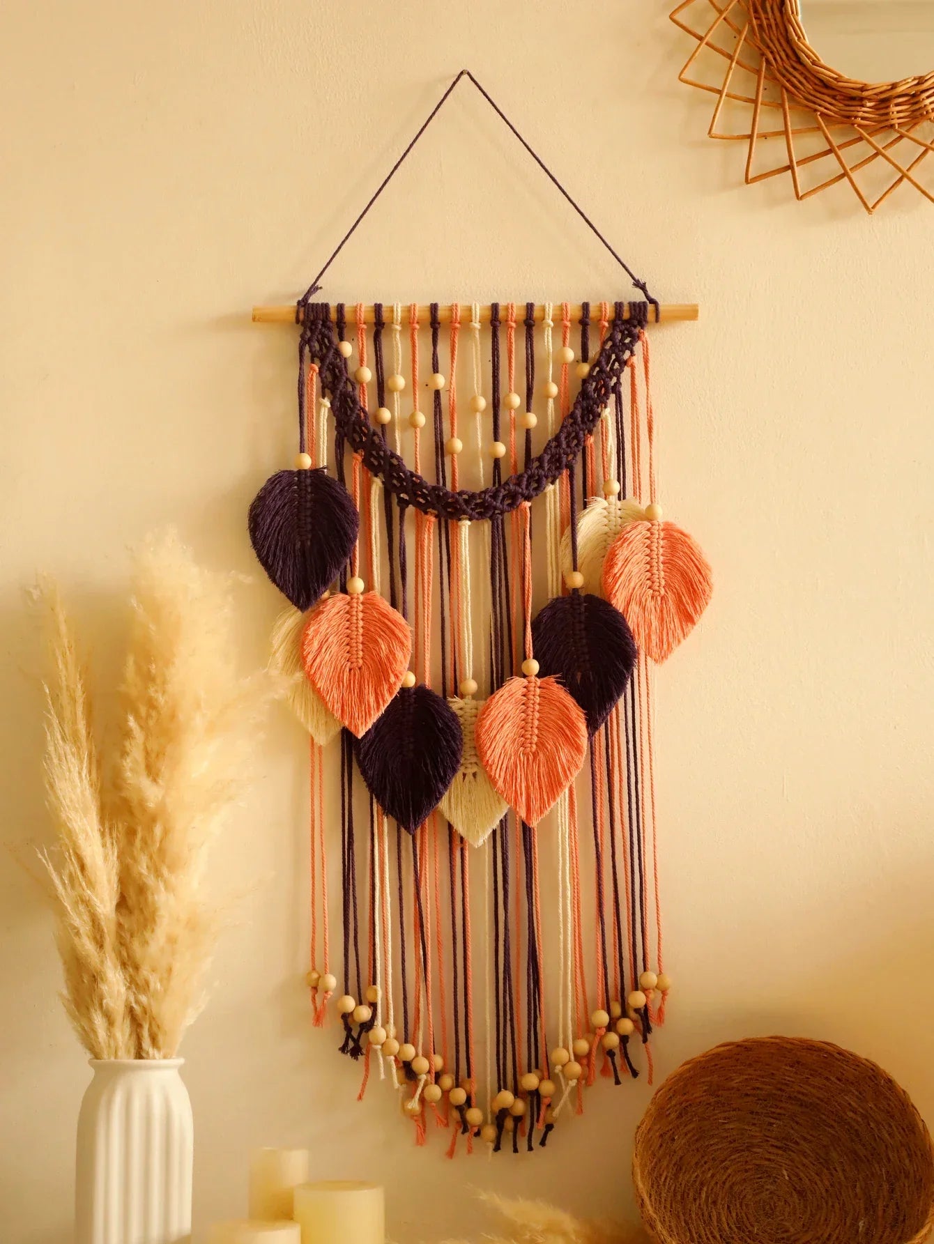 Multicolor Leaves Hand Woven Wall Hanging