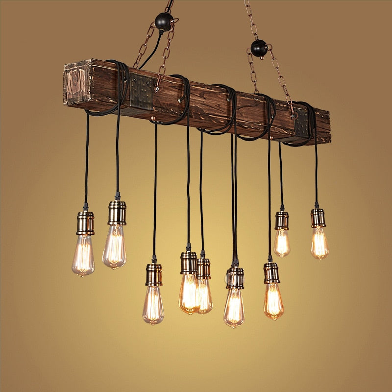 Antique Industrial Retro Wood LED Ceiling