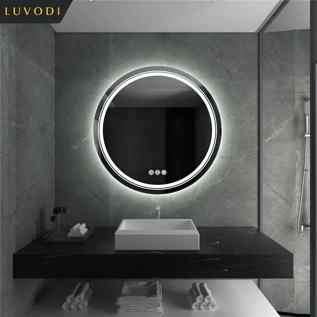 Miroir de salle de bain antibuée LED étanche à intensité variable LUVODI