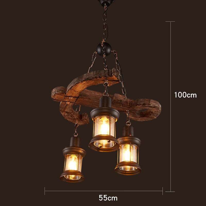 Antique Industrial Retro Wood LED Ceiling