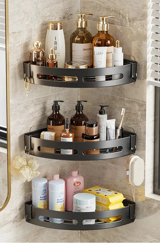 Corner Shower Organizer | No-Drill Aluminum Shelf