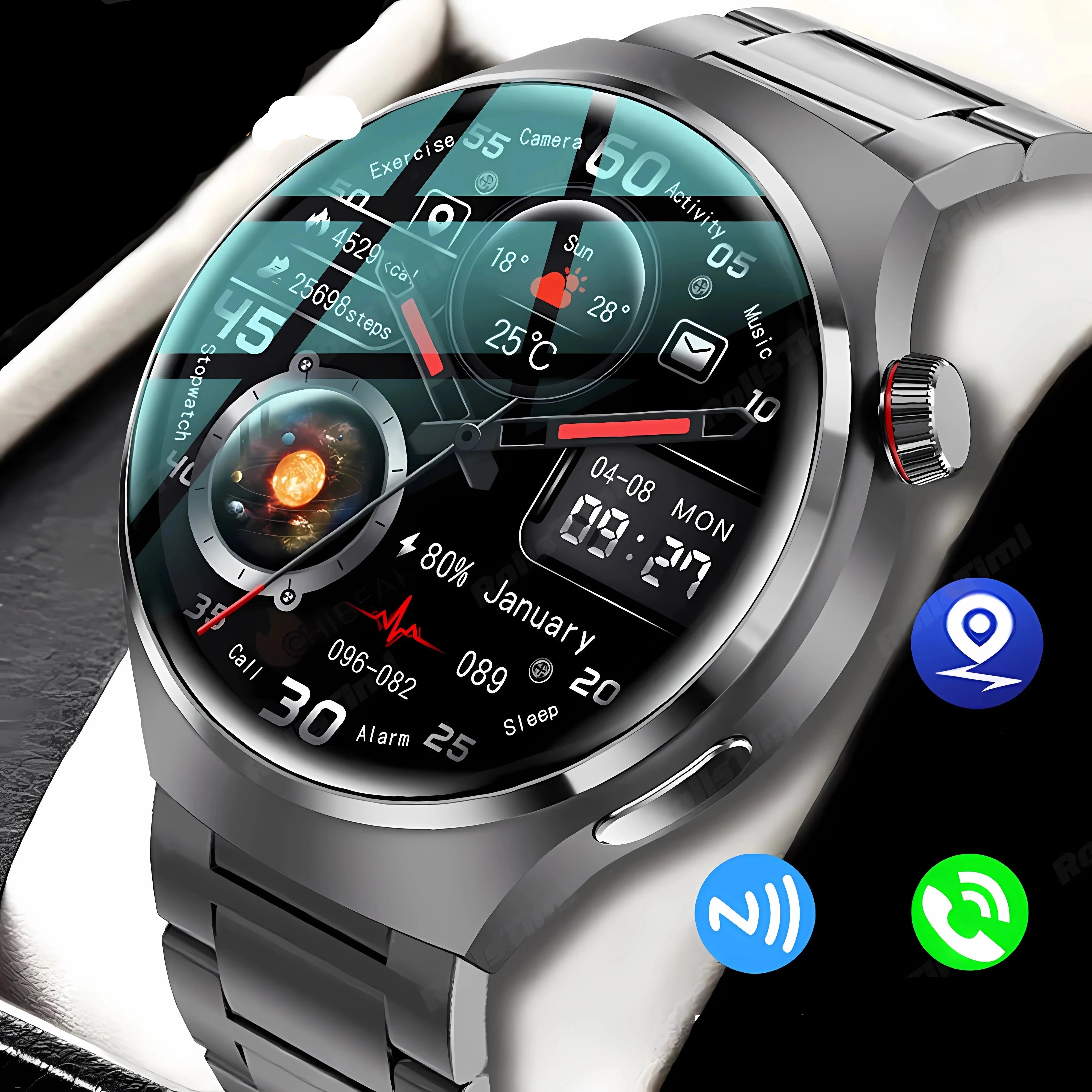 Ares Pro 2024 Smartwatch – NFC, Gesundheitsmonitor, GPS und Bluetooth-Anrufe