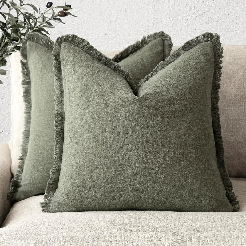 Decorative Nordic Frill Cotton & Linen Cushion Covers - 6 Colours